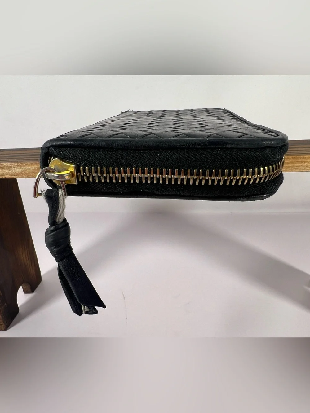 1259: Bottega Veneta Intrecciato Zip Around Leather Continental Wallet